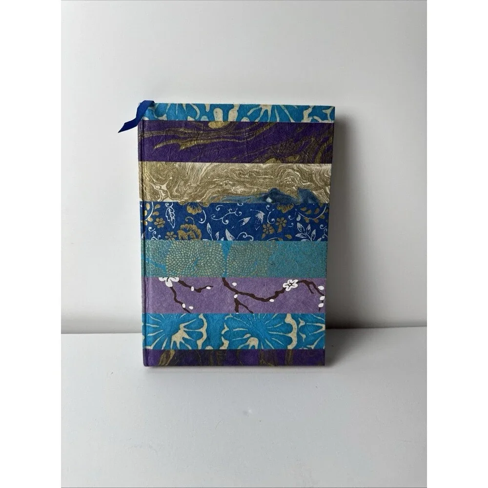 Blue Floral Journal Blank Diary Book Hard Cover Made From Lokta Plant from Nepal